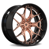 RVRN RV-DR08D custom forged Y spoke wheel finished in black and rose gold, engineered for Mercedes-Benz SLS AMG and other high-performance luxury vehicles