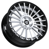 RVRN RV-DR66 custom forged multi spoke chrome wheels for Corvette C8, chrome with black finish, 2-piece lightweight performance wheel fitment