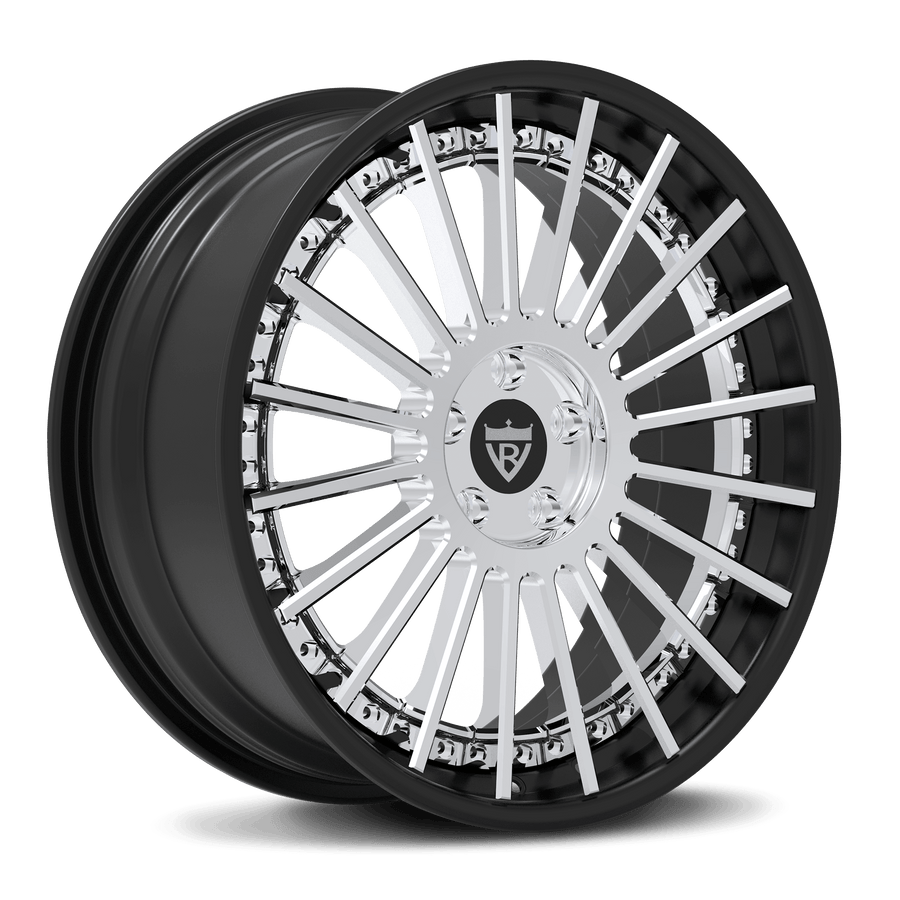 RVRN RV-DR66 forged multi spoke chrome wheels for Porsche 911, chrome with black finish, custom 2-piece lightweight performance wheel design