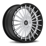 RVRN RV-DR66 forged multi spoke chrome wheels for Porsche 911, chrome with black finish, custom 2-piece lightweight performance wheel design