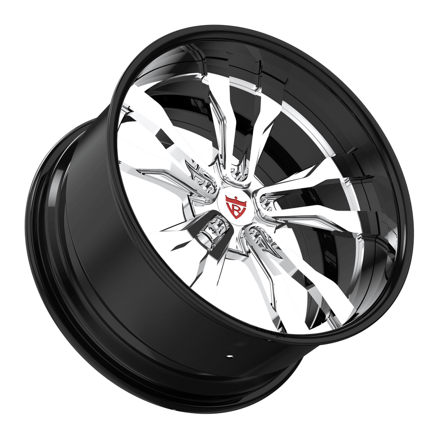 RVRN RV-DR88 lightweight forged deep dish wheel for Dodge Charger performance applications finished in chrome and black