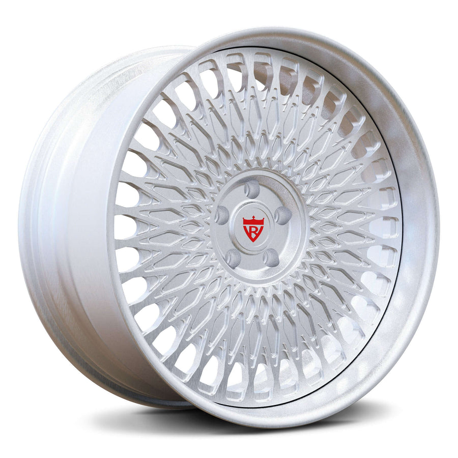 RVRN RV-DR91 custom forged old school rims for Chevrolet, all white finish, classic muscle wheel design with deep lip