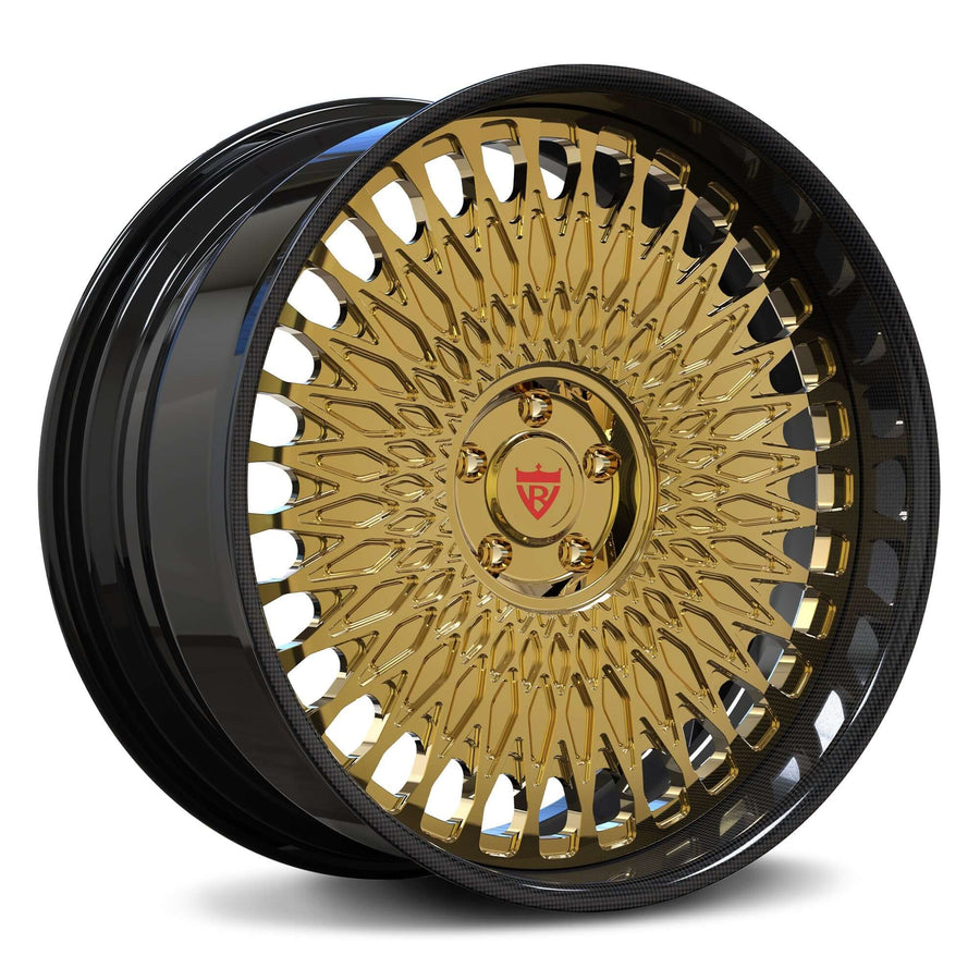 RVRN RV-DR91 forged old school wheels gold with black finish for Dodge, retro muscle styling with multi-piece construction