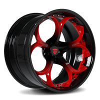 RVRN RV-DS016 Corvette C8 forged wheels with red and black finish, lightweight 2 piece performance wheel design