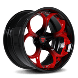 RVRN RV-DS016 Corvette C8 forged wheels with red and black finish, lightweight 2 piece performance wheel design