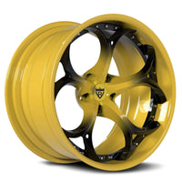 RVRN RV-DS016 Corvette C8 Z06 forged wheels with yellow and black finish, aggressive custom performance appearance