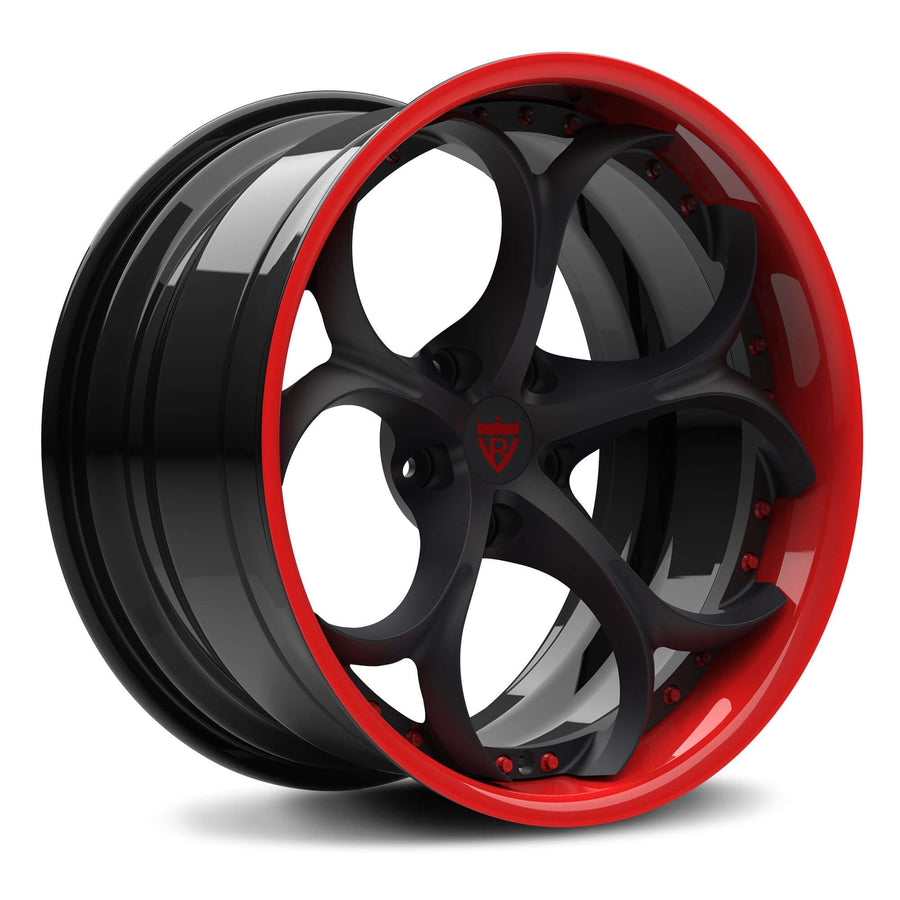 RVRN RV-DS016 Alfa Romeo forged wheels for Alfa Romeo Stelvio featuring deep dish styling, red and black finish, custom flush fitment
