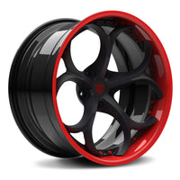 RVRN RV-DS016 Alfa Romeo forged wheels for Alfa Romeo Stelvio featuring deep dish styling, red and black finish, custom flush fitment
