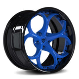 RVRN RV-DS016 aftermarket rims for Tesla Model S with black and blue forged design, premium custom EV wheels