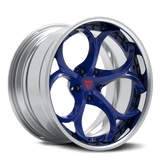 RVRN RV-DS016 Tesla Model S wheels with blue and chrome finish, custom 2 piece forged wheels for electric performance