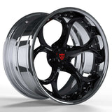 RVRN RV-DS016 Tesla Model S custom forged wheels with chrome and black finish, two piece design and precision engineering