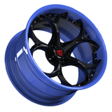 RVRN RV-DS016 Tesla Model S forged rims featuring black and blue finish, custom 2 piece forged wheels with precision fitment