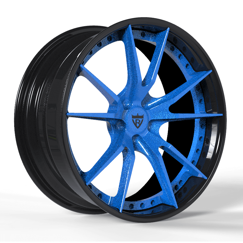 RVRN RV-DS477 blue forged wheels deep lip design for Dodge Charger black and blue custom wheels