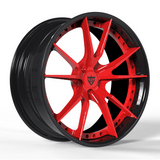 RVRN RV-DS477 custom forged 10 spoke blue wheels for Porsche 911 black and red finish