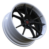 Lightweight forged Audi wheels by RVRN RV-DS477 in black with white finish custom multi spoke performance rims