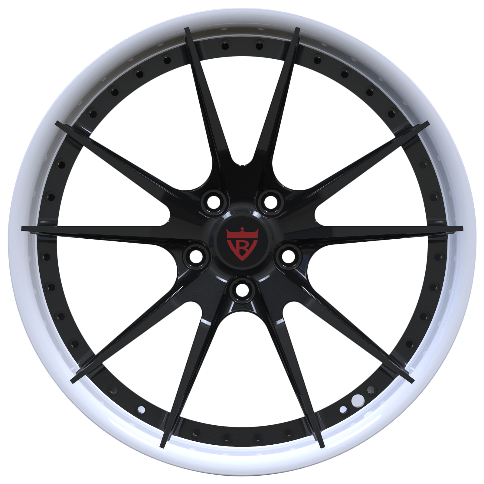 RVRN RV-DS477 staggered forged BMW performance wheels black with white custom multi spoke rims