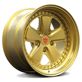 RVRN RV-DV70 custom forged 2-piece 5 spoke deep dish gold wheel for Porsche 911, combining old-school wheel styling with lightweight construction and personalized fitment