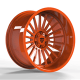 RVRN RV-HR88 orange custom forged deep dish truck wheels engineered for Chevrolet truck enthusiasts seeking unique fitment