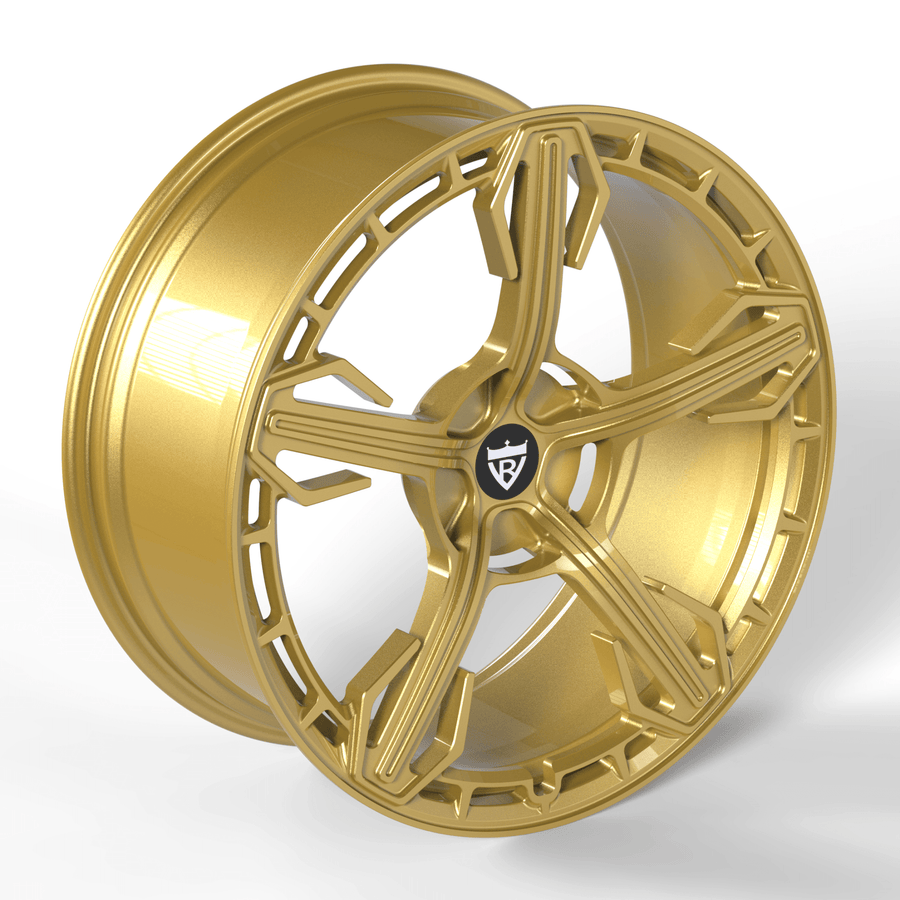 RVRN RV-MA62 gold 5 spoke wheels for C8 Z06, custom forged 1-piece construction with performance-focused design
