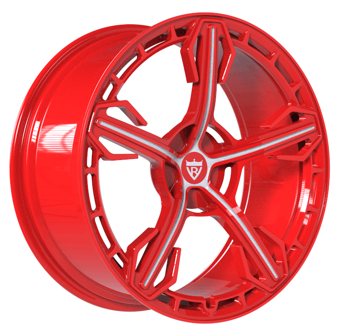 RVRN RV-MA62 5 spoke forged red wheel for Corvette C8 Stingray, lightweight custom wheel engineered for performance fitment