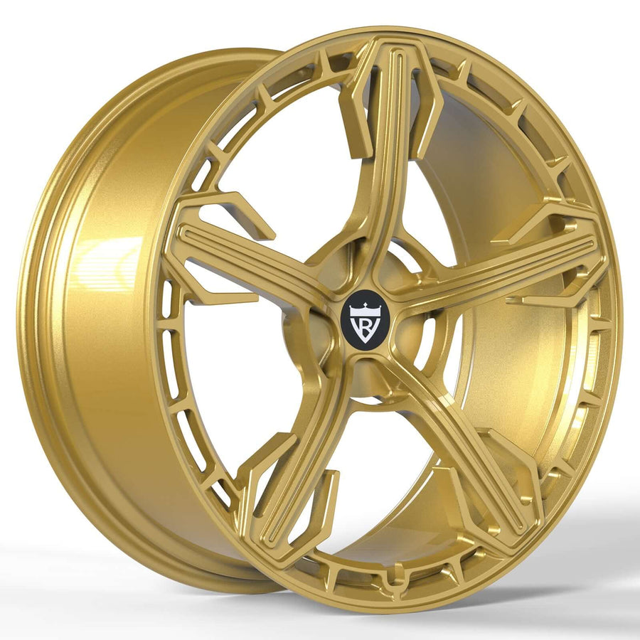 RVRN RV-MA62 5 spoke forged gold wheel for Corvette C8 Z06, lightweight custom forged wheel design