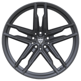 RVRN RV-MB078 custom forged 5 spoke Mercedes-AMG C 63 gunmetal wheels, refined 1-piece design with lightweight performance construction and customizable sizing and offset.