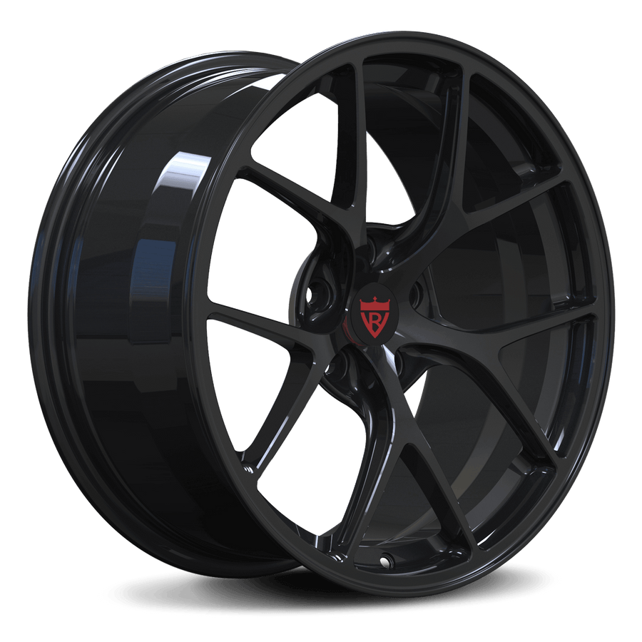 RVRN RV-MB301 custom forged Y spoke wheels in gloss black for BMW M3, featuring lightweight 1-piece construction and aggressive performance wheel design.