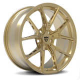 RVRN RV-MB373 forged Y spoke wheel for Tesla Model Y featuring polished frozen gold finish and lightweight performance design for custom EV builds