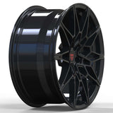 RVRN RV-MB418 lightweight forged BMW wheel showcasing black and gold finish, engineered for performance driving and premium custom fitment