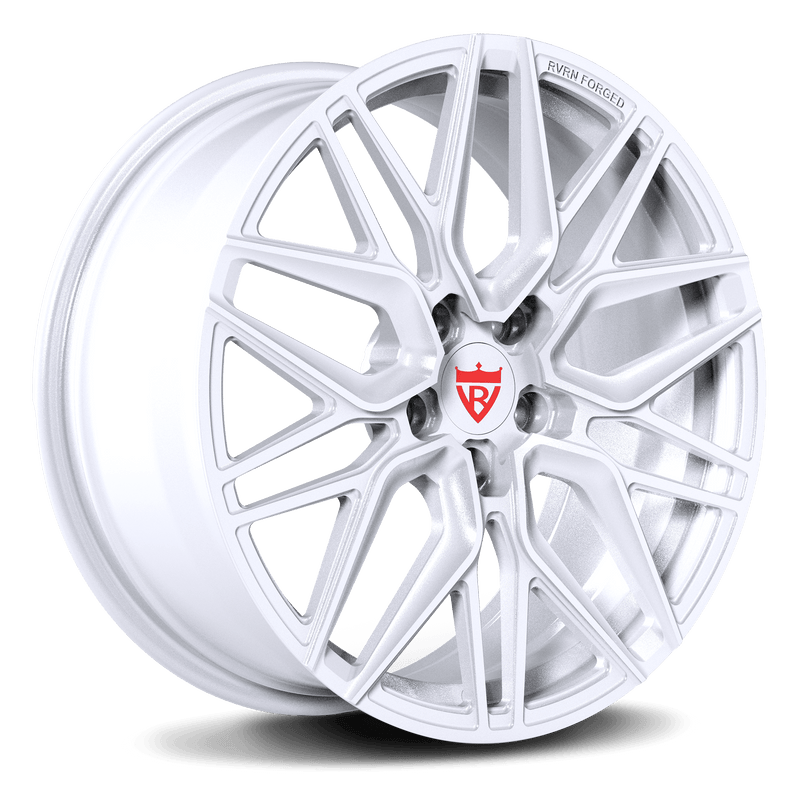 RVRN RV-MC01 forged white rims, multi-spoke design, front view, Corvette fit, lightweight performance