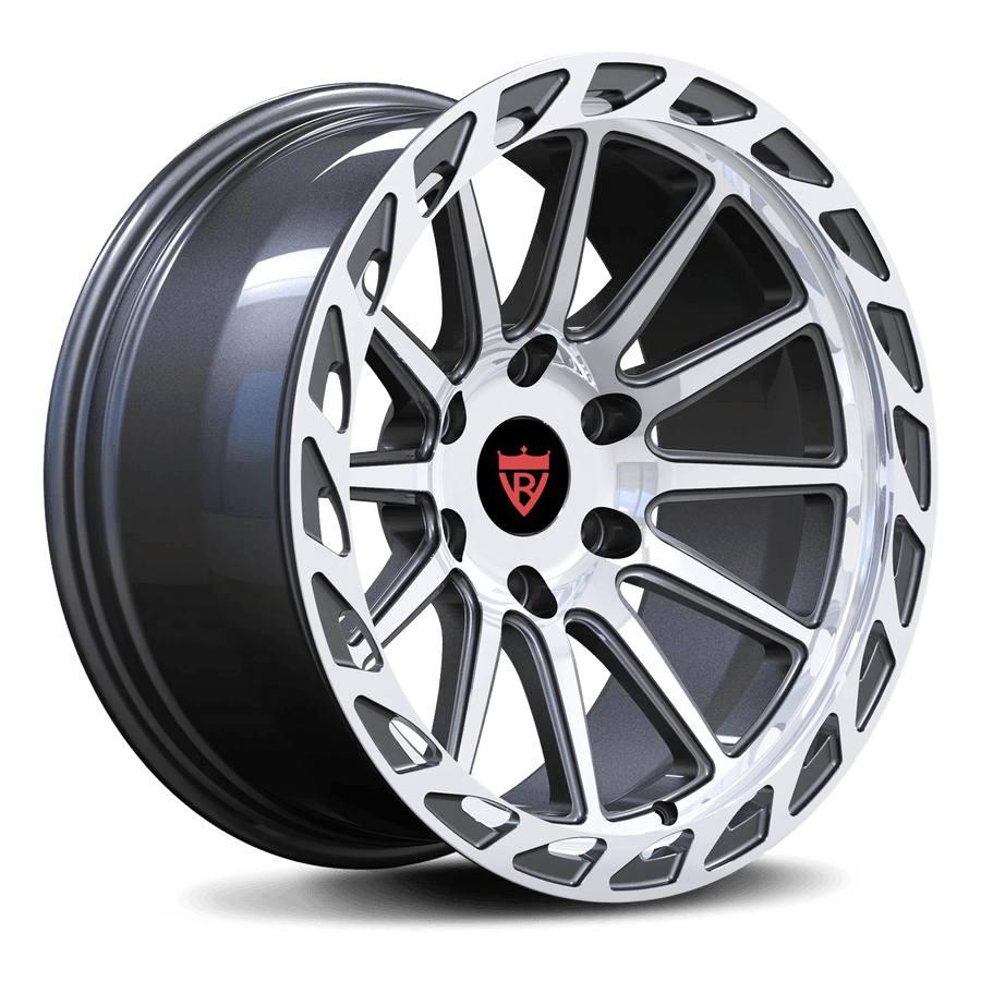RVRN RV-MC023 custom forged 6 lug wheels for Dodge Ram with black and polished finish, built for tailored truck fitment