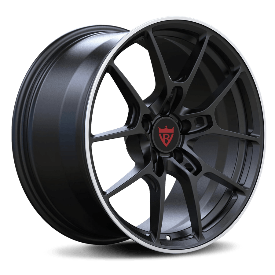 RVRN RV-MC137 forged Y spoke concave Corvette C8 wheels in black, custom 1-piece lightweight performance wheel design with precise vehicle fitment