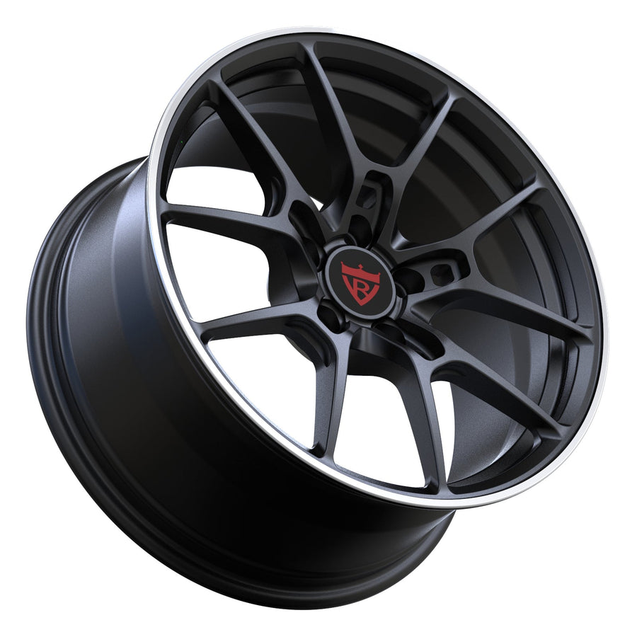 RVRN RV-MC137 custom forged Y spoke concave Corvette C8 Z06 wheels in black, lightweight 1-piece performance construction with customized fitment