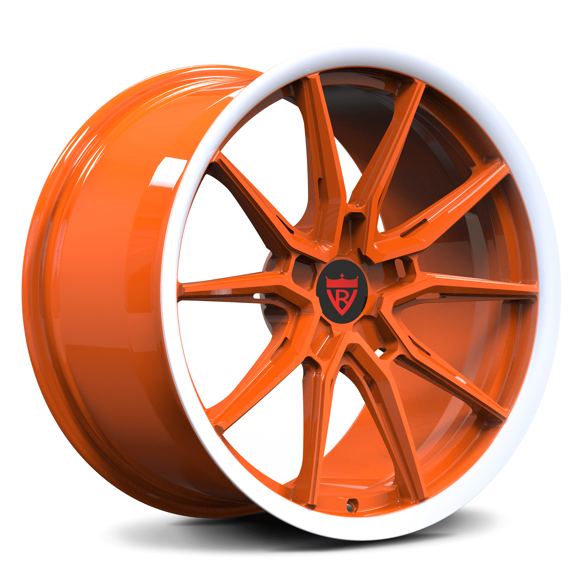 RVRN RV-MC17 forged 10 spoke Y spoke orange wheels for Corvette C8 Z06 with lightweight performance construction