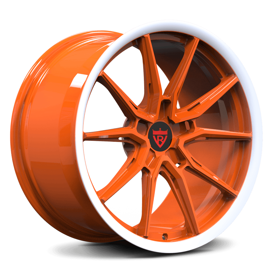RVRN RV-MC17 forged 10 spoke Y spoke orange wheels for Corvette C8 Z06 with lightweight performance construction