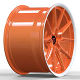 RVRN RV-MC17 forged 10 spoke orange with white wheels for McLaren 720S with lightweight construction and performance styling