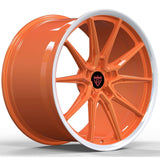 RVRN RV-MC17 forged 10 spoke orange with white wheel design for Porsche 911 with performance-focused custom wheel styling