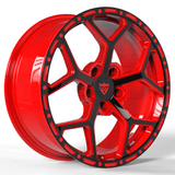 RVRN RV-MC172 lightweight forged Chevrolet wheels with black and red finish for custom Chevy performance builds