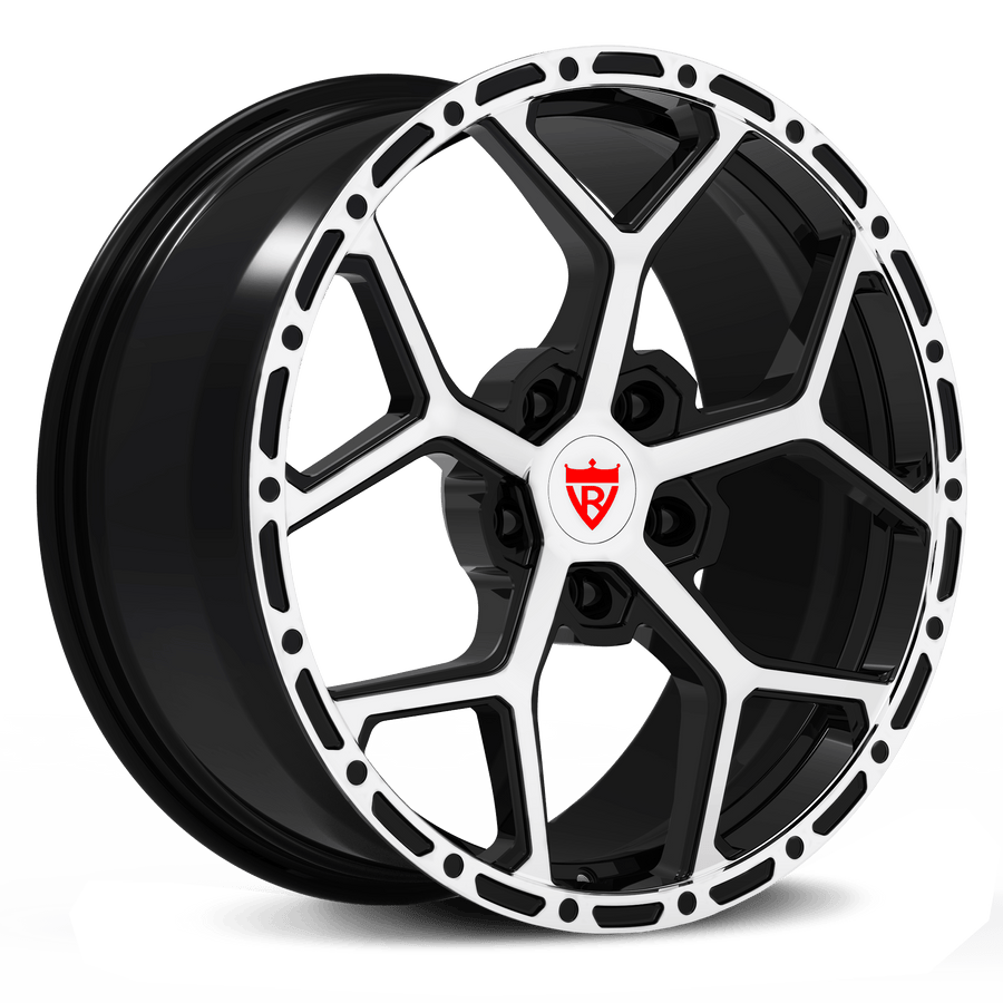 RVRN RV-MC172 custom forged Chevy wheels in black with polish finish for Chevrolet Tahoe performance SUV build