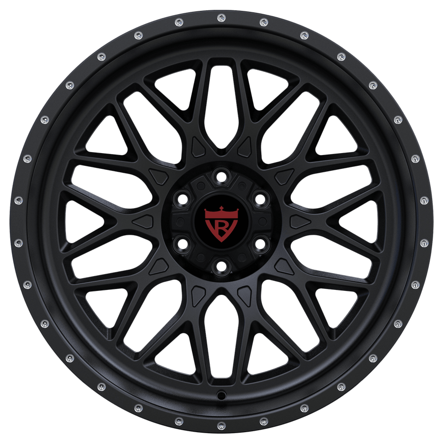RVRN RV-MF012 deep dish rims and Y spoke forged wheel in black finish for Chevrolet Silverado 1500, custom truck wheel with aggressive fitment appearance