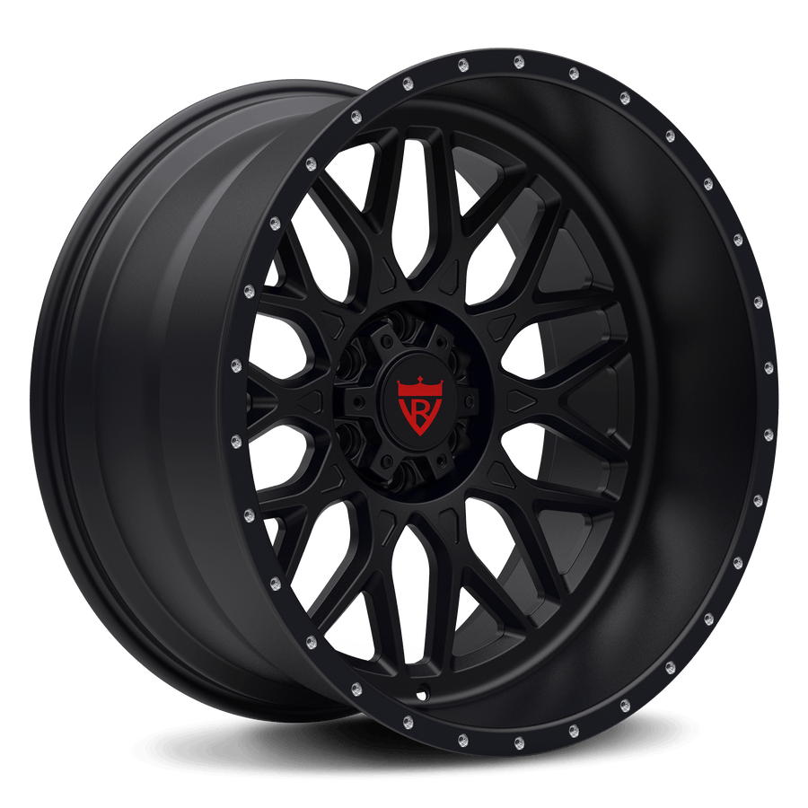 RVRN RV-MF012 custom forged deep dish rims with Y spoke design for Ford F-150 truck build, black forged wheel showcasing custom fitment and lightweight performance engineering