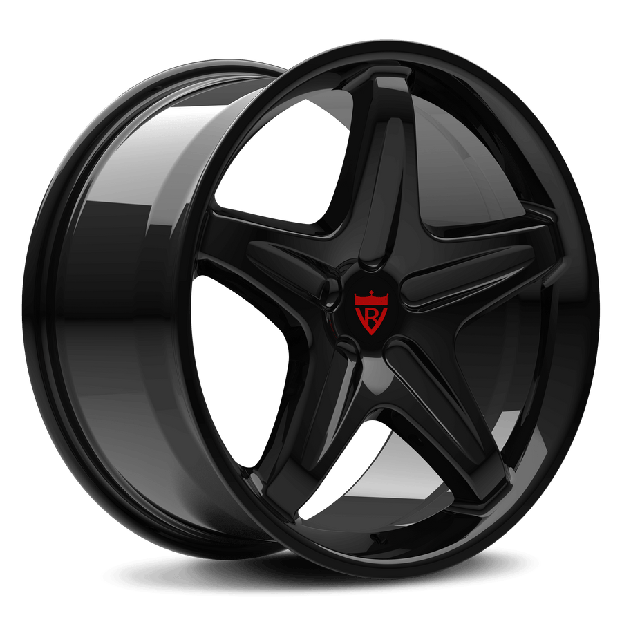 RVRN RV-MF13 5 spoke forged Ferrari wheels in all black finish lightweight performance design