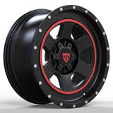 custom black and red truck wheels RVRN forged rims multi spoke deep concave design