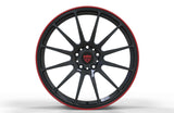 Custom forged wheels for Honda Civic Type R featuring black with red multi spoke motorsport styling by RVRN