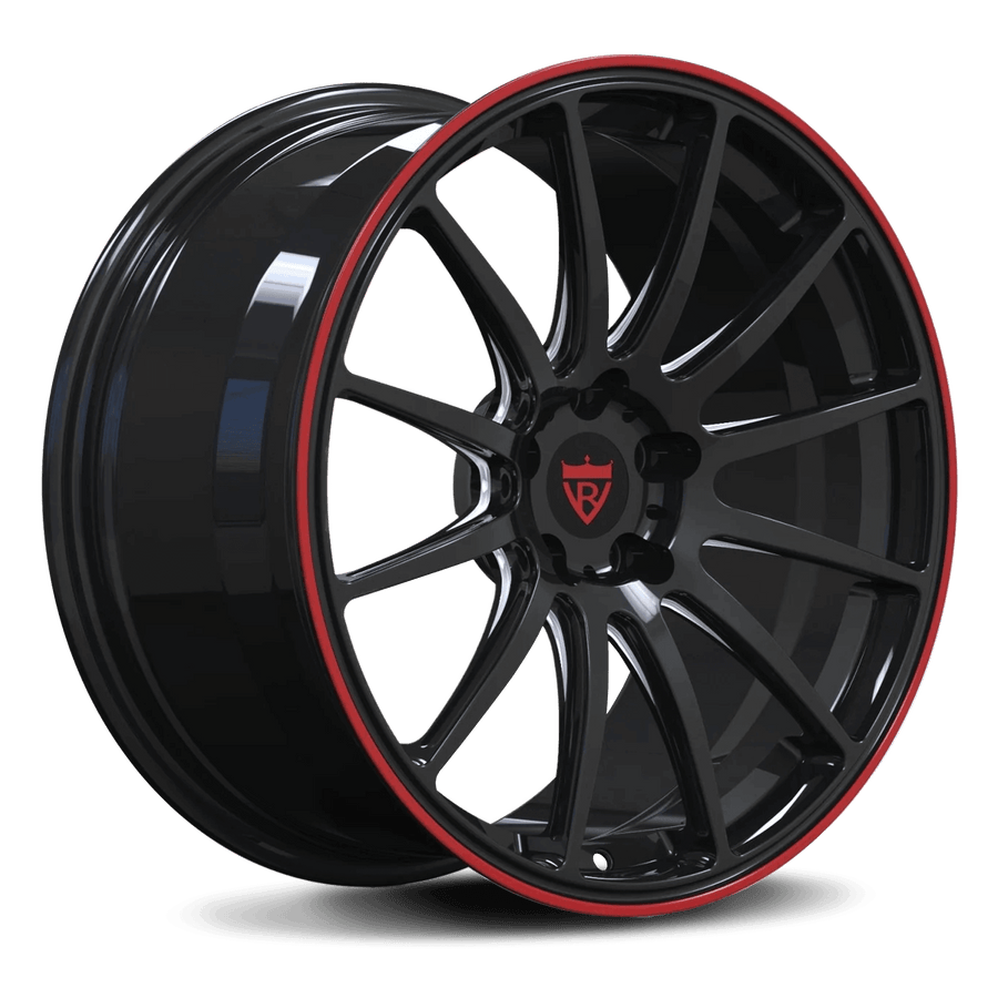 RVRN RV-MH052 custom forged Honda wheels in black with red finish featuring lightweight multi spoke performance design