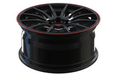 Volkswagen inspired forged multi spoke wheels by RVRN featuring black and red performance styling