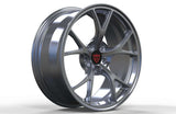 Silver gray forged 5 spoke wheels by RVRN for Audi RS7 inspired aggressive fitment and brake clearance setups