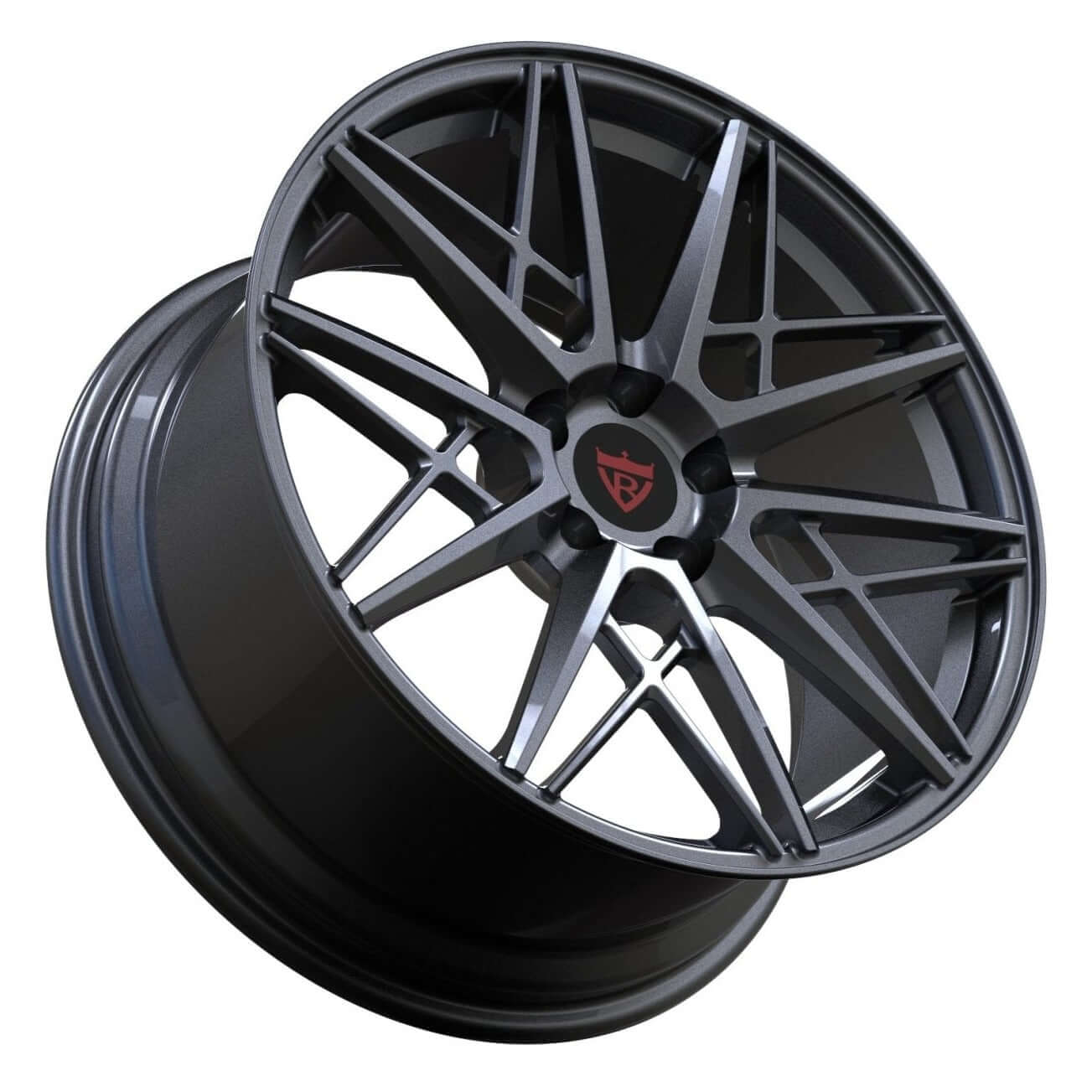Lightweight forged Honda Civic Type R wheels by RVRN featuring RV-MH163 multi spoke design in gunmetal finish