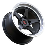 RVRN RV-MJ010 forged 1-piece 5-spoke Ford Bronco Raptor wheel in matte black with white lip, showcasing the contrasting outer rim, custom wheel styling and lightweight forged design for performance-oriented SUV builds.