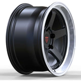 RVRN RV-MJ010 Toyota Land Cruiser custom 5-spoke forged wheel in matte black with white lip, featuring a distinctive contrasting finish, one-piece forged construction and customizable specifications for a personalized SUV build.